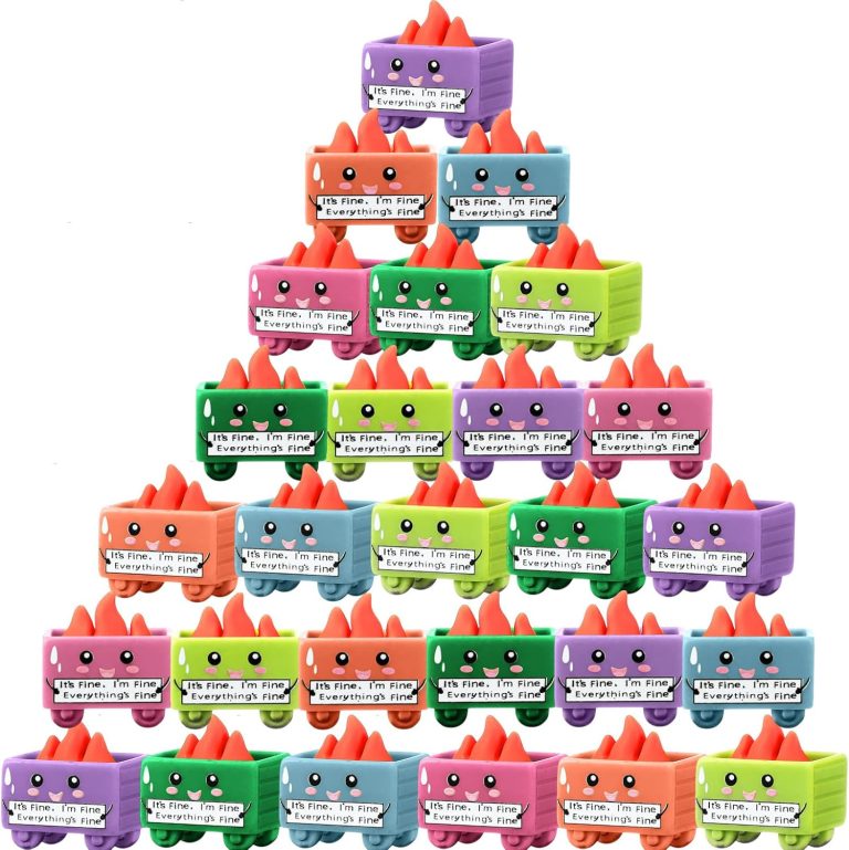 30 Set Resin Dumpster Trash Shape with Fire Gift It’s Fine I’m Fine Everything’s Fine Sign Emotional Desk Accessories Team Employee Appreciation Gift for Easter Office Coworker (Colored)