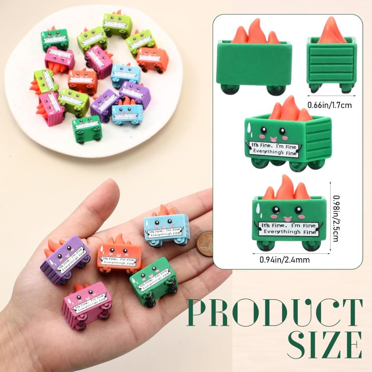 30 Set Resin Dumpster Trash Shape with Fire Gift It’s Fine I’m Fine Everything’s Fine Sign Emotional Desk Accessories Team Employee Appreciation Gift for Easter Office Coworker (Colored)
