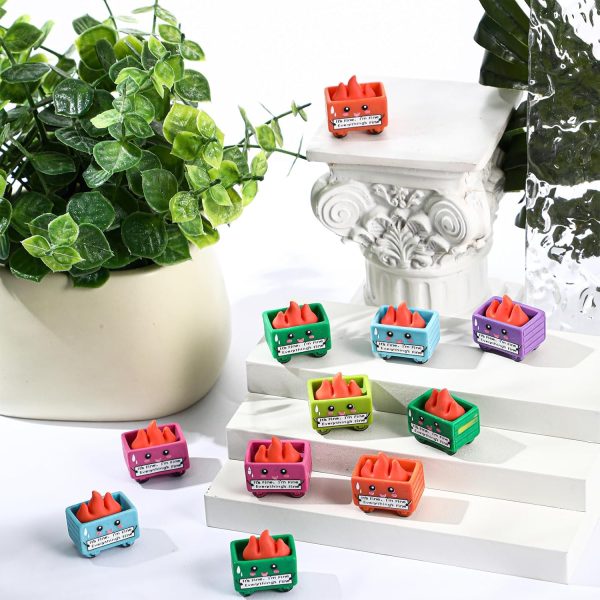 30 Set Resin Dumpster Trash Shape with Fire Gift It's Fine I'm Fine Everything's Fine Sign Emotional Desk Accessories Team Employee Appreciation Gift for Easter Office Coworker (Colored) - Image 4