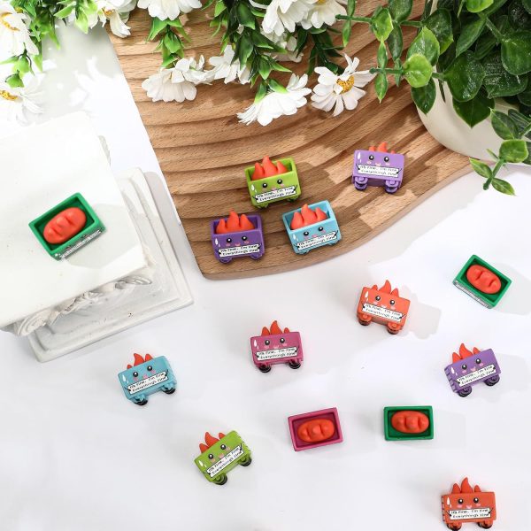 30 Set Resin Dumpster Trash Shape with Fire Gift It's Fine I'm Fine Everything's Fine Sign Emotional Desk Accessories Team Employee Appreciation Gift for Easter Office Coworker (Colored) - Image 5