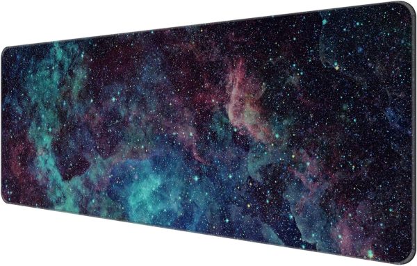 Dynippy Thin Extended Gaming Mouse Pad （31.5 * 11.8 * 0.08 inch） with Stitched Edges Large , Long XXL Keyboard and Mouse pad Desk Mat for Gaming Office & Home - Galaxy Space