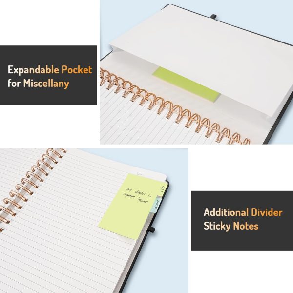 Forvencer Lined Spiral Journal Notebook with 300 Numbered Pages, B5 College Ruled Thick Journals for Writing with 100GSM Paper, Hardcover Notebooks with Contents for Work, School, Women, Men, Black - Image 5