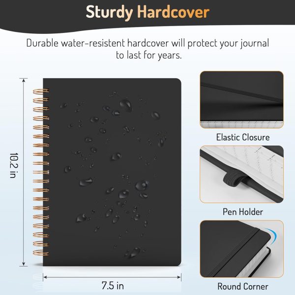 Forvencer Lined Spiral Journal Notebook with 300 Numbered Pages, B5 College Ruled Thick Journals for Writing with 100GSM Paper, Hardcover Notebooks with Contents for Work, School, Women, Men, Black - Image 6