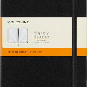 Moleskine Classic Notebook, Large, Ruled, Black, Hard Cover (5 x 8.25)
