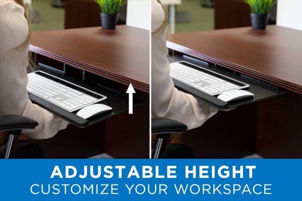 Mount-It! Under Desk Computer Keyboard and Mouse Tray, Ergonomic Keyboard Drawer with Gel Wrist Pad, Black - Image 5