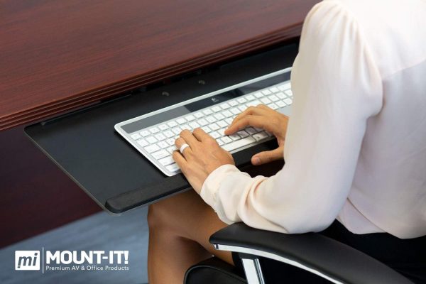 Mount-It! Under Desk Computer Keyboard and Mouse Tray, Ergonomic Keyboard Drawer with Gel Wrist Pad, Black - Image 8