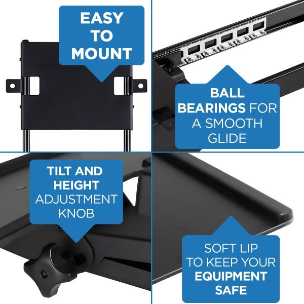 Mount-It! Under Desk Computer Keyboard and Mouse Tray, Ergonomic Keyboard Drawer with Gel Wrist Pad, Black - Image 9