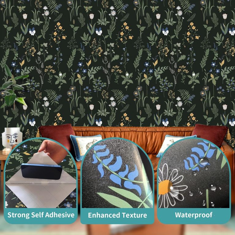 Removable Peel and Stick Wallpaper Boho 17.5 x 118 in Floral for Bedroom Bathroom Easy Peel Off Stick on Wallpaper Contact Paper Renter Friendly Wall Paper