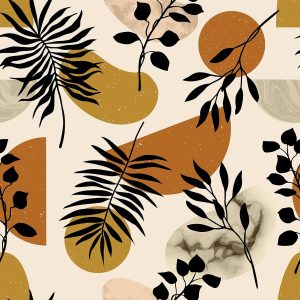 VEELIKE Boho Geometric Wallpaper Peel and Stick Abstract Leaf Wallpaper Murals for Walls Shelves Cabinets 17.7''x118'' Removable Mid Century Modern Peel and Stick Wallpaper for Bedroom Bathroom Renter