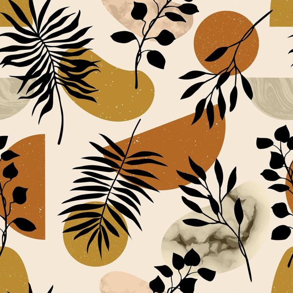 VEELIKE Boho Geometric Wallpaper Peel and Stick Abstract Leaf Wallpaper Murals for Walls Shelves Cabinets 17.7''x118'' Removable Mid Century Modern Peel and Stick Wallpaper for Bedroom Bathroom Renter
